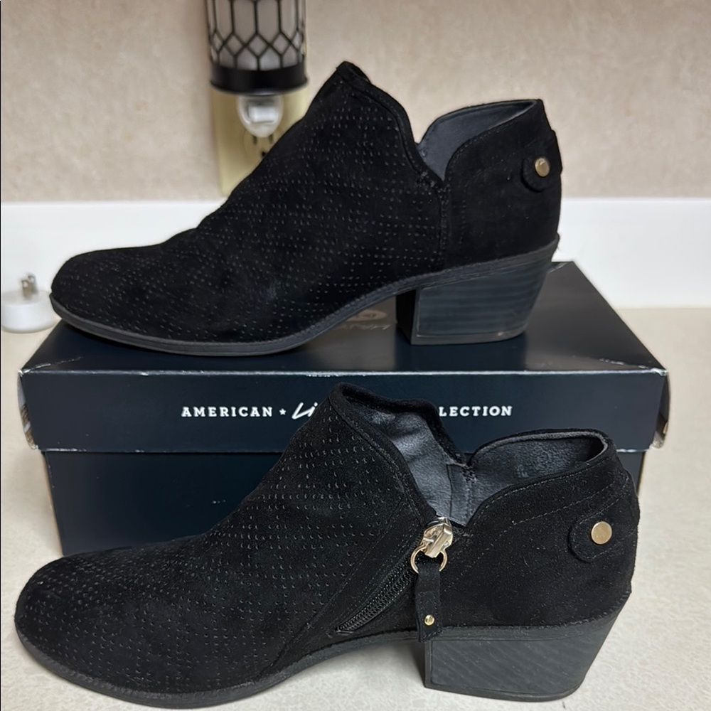 American Living Suede Black Ankle Booties